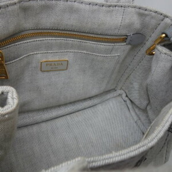 PRADA Canapa tote bag canvas Grey white - Picture 5 of 8
